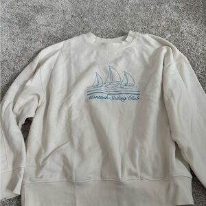Wild Fable Cream Crewneck Sweater with Blue Graphic